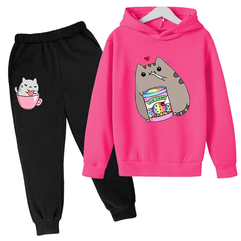 Kawaii Hoodie mit niedlichem Nutella-Katzen-Motiv für Kinder – 26 , 5-6T