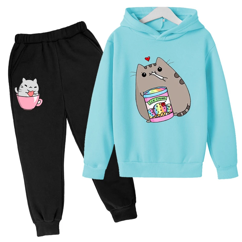 Kawaii Hoodie mit niedlichem Nutella-Katzen-Motiv für Kinder – 24 , 9-10T