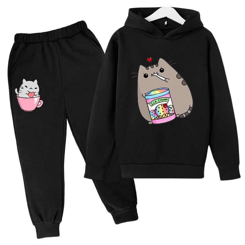 Kawaii Hoodie mit niedlichem Nutella-Katzen-Motiv für Kinder – 23 , 9-10T