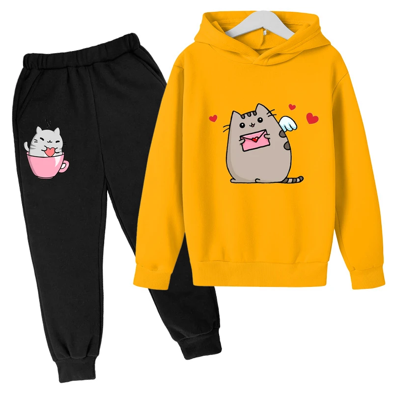 Kawaii Hoodie mit niedlichem Nutella-Katzen-Motiv für Kinder – 22 , 7-8T