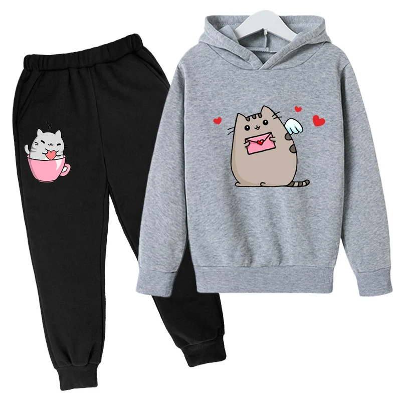 Kawaii Hoodie mit niedlichem Nutella-Katzen-Motiv für Kinder – 20 , 7-8T