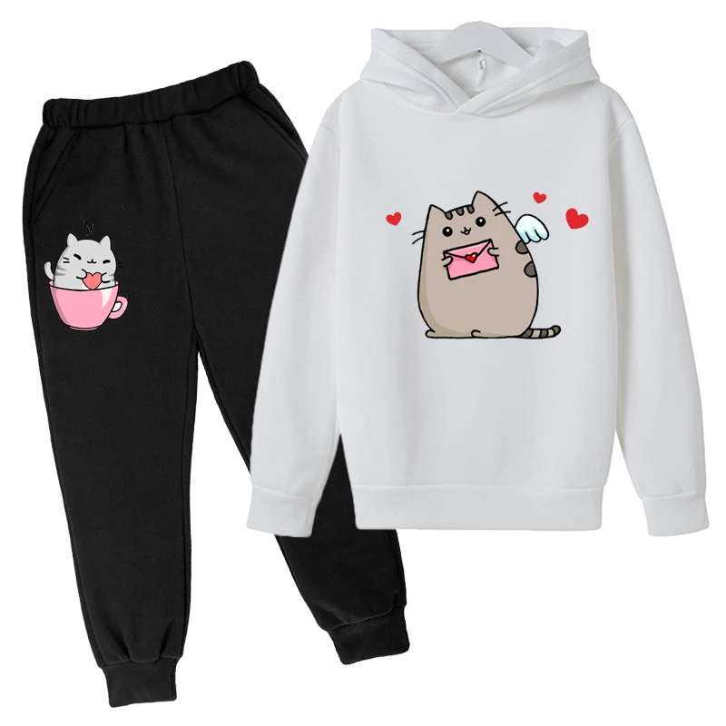Kawaii Hoodie mit niedlichem Nutella-Katzen-Motiv für Kinder – 19 , 3-4T