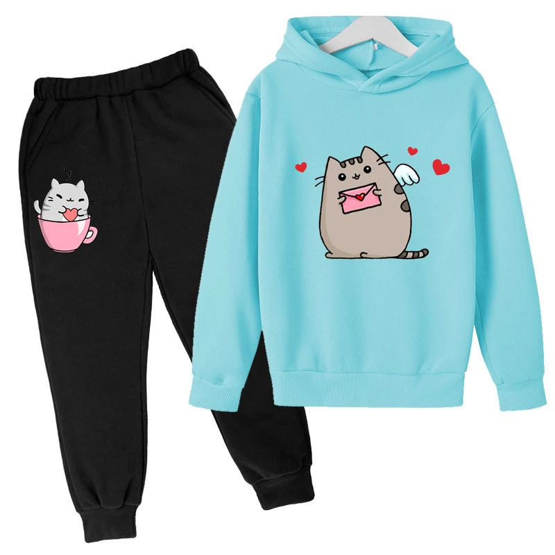 Kawaii Hoodie mit niedlichem Nutella-Katzen-Motiv für Kinder – 14 , 7-8T