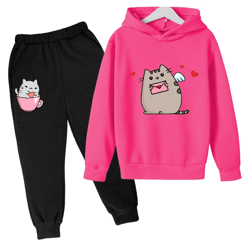 Kawaii Hoodie mit niedlichem Nutella-Katzen-Motiv für Kinder – 12 , 4-5T