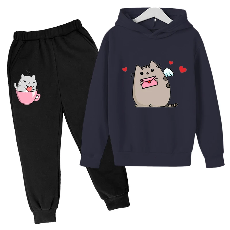 Kawaii Hoodie mit niedlichem Nutella-Katzen-Motiv für Kinder – 11 , 5-6T