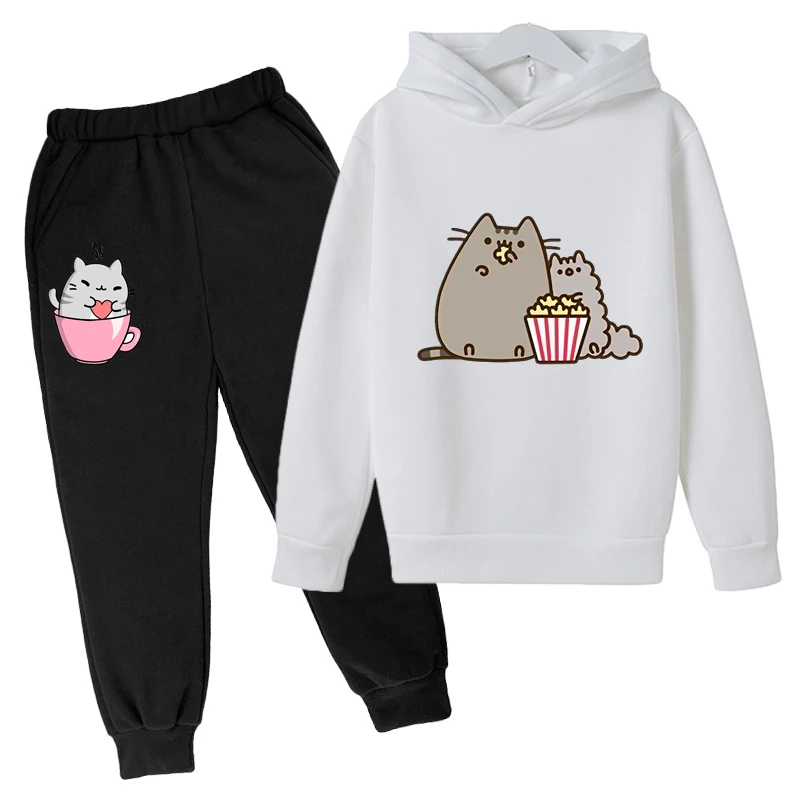 Kawaii Hoodie mit niedlichem Nutella-Katzen-Motiv für Kinder – 7 , 9-10T