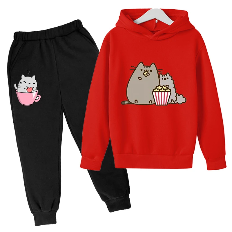 Kawaii Hoodie mit niedlichem Nutella-Katzen-Motiv für Kinder – 6 , 13-14T