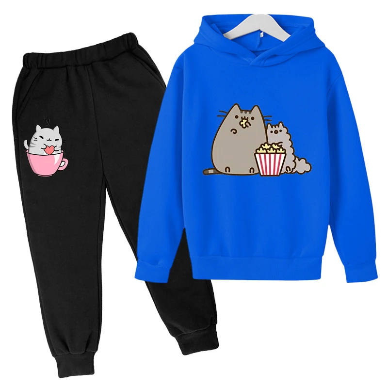 Kawaii Hoodie mit niedlichem Nutella-Katzen-Motiv für Kinder – 5 , 11-12T