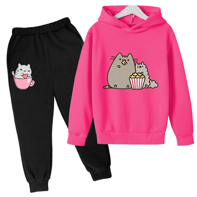 Kawaii Hoodie mit niedlichem Nutella-Katzen-Motiv für Kinder – 4 , 7-8T