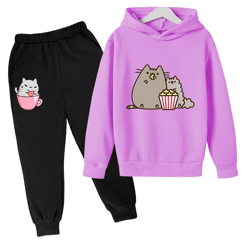 Kawaii Hoodie mit niedlichem Nutella-Katzen-Motiv für Kinder – 3 , 7-8T
