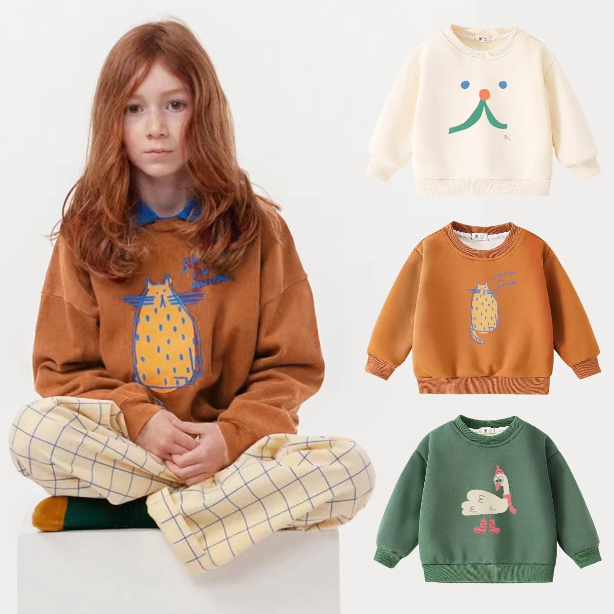 Gemütliche Winter-Fleece-Pullover für Kinder mit Cartoon-Motiven