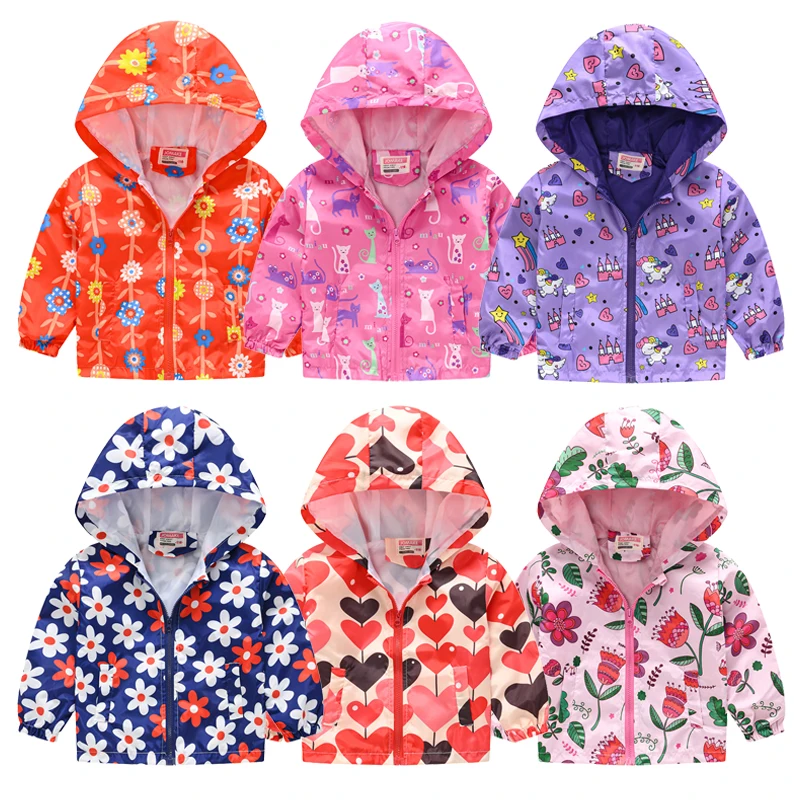 Niedliche winddichte Regenjacke für Mädchen mit Cartoon-Motiven