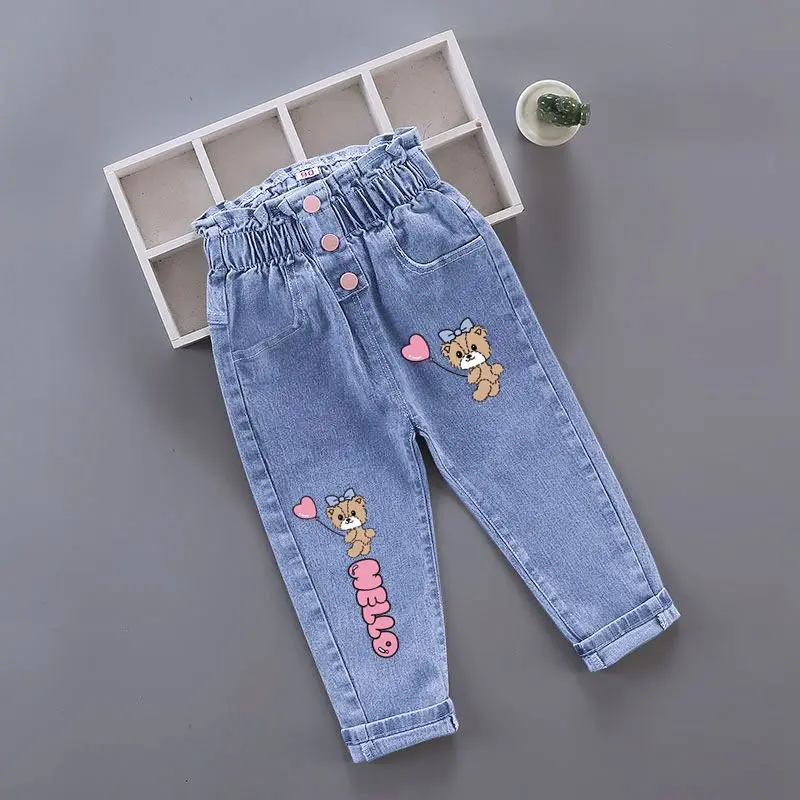 Winter Mädchen Jeans mit Plüsch und Schmetterlingsdruck für Kinder – Blue-3 , 12M-24M