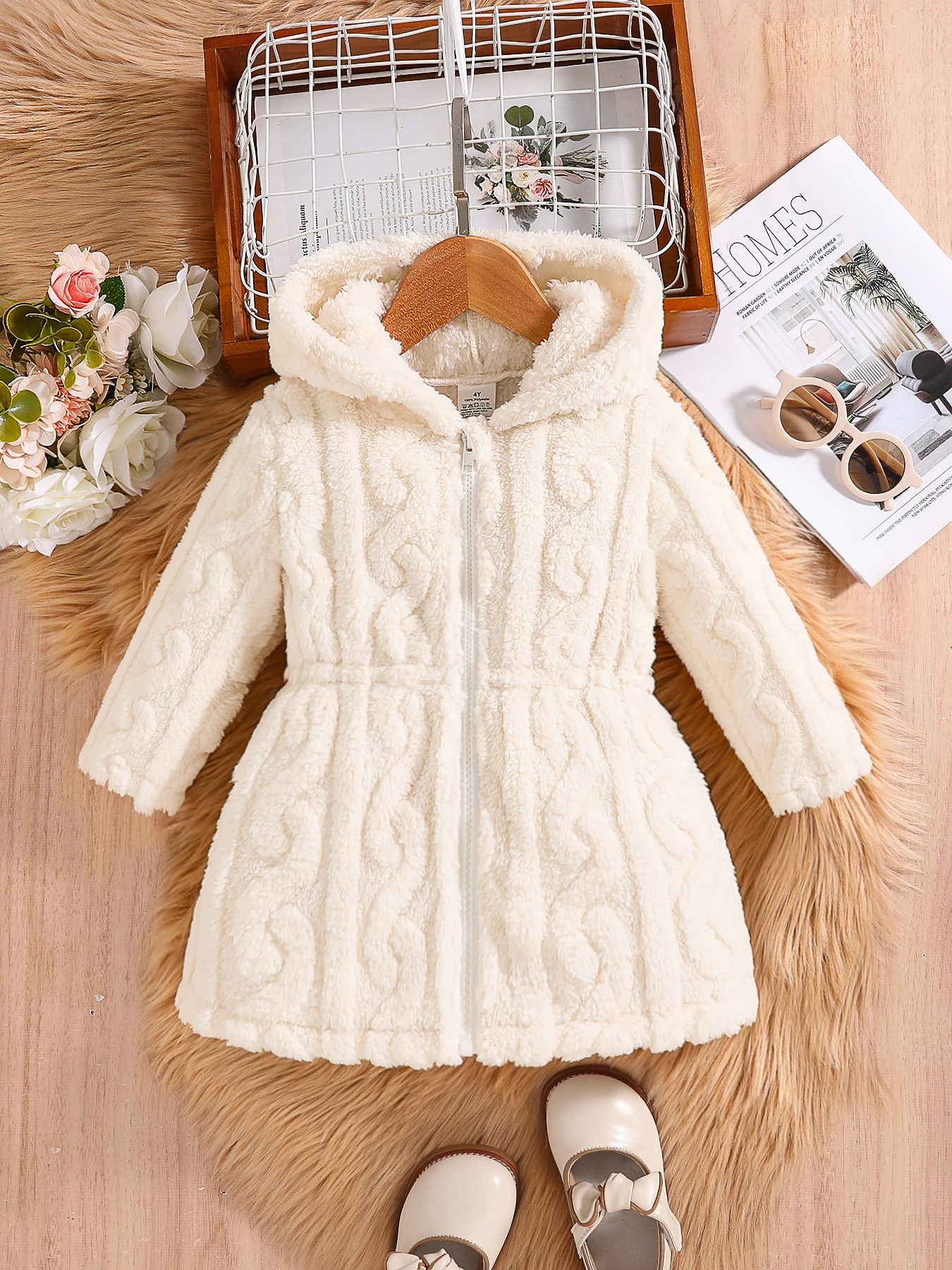 Gemütlicher gestreifter Fleece-Hoodie für Mädchen im Winter
