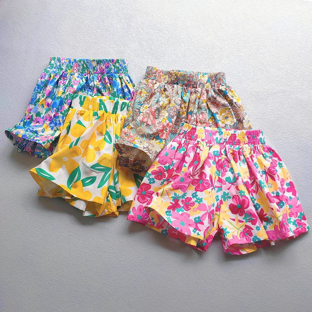 LILIGIRL Sommer Shorts für Mädchen mit Blumenmuster