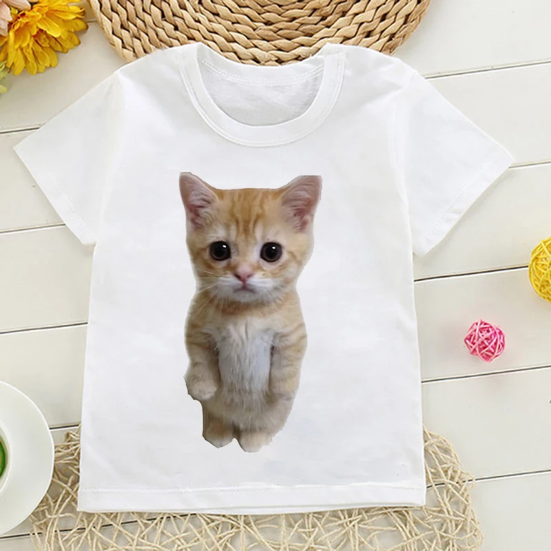 Niedliches Manga-Katze T-Shirt für Kinder in Sommerfarben – 3333 , 6T(XXL)