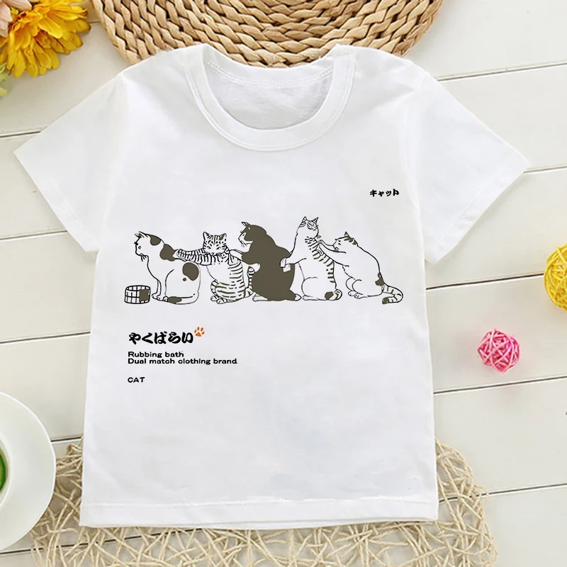 Niedliches Manga-Katze T-Shirt für Kinder in Sommerfarben – 6081 , 3T(M)