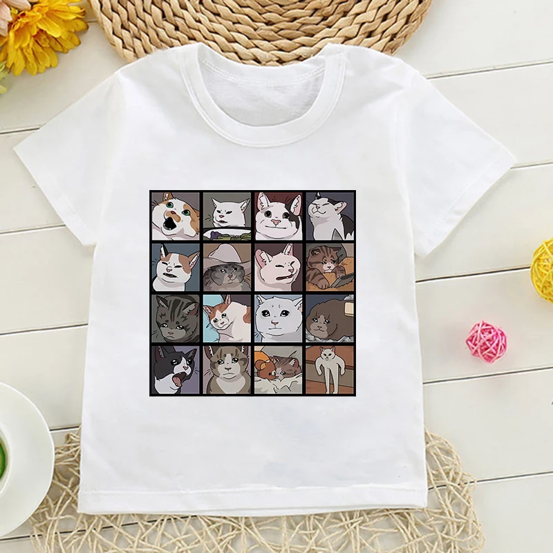 Niedliches Manga-Katze T-Shirt für Kinder in Sommerfarben – 6080 , 4T(L)