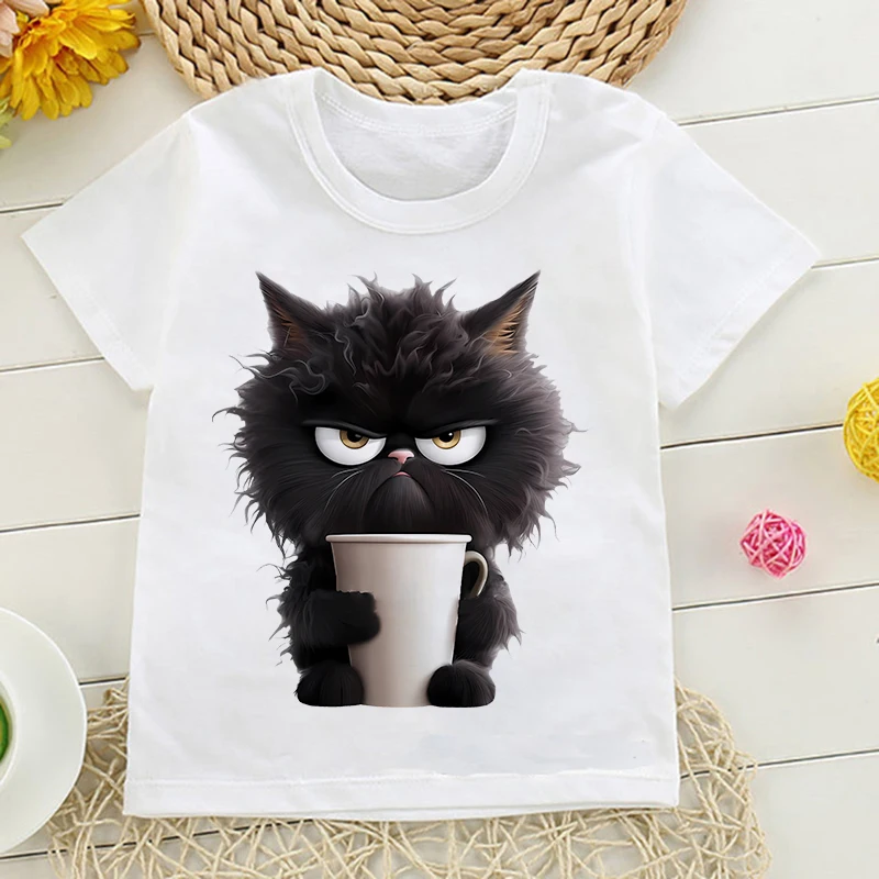 Niedliches Manga-Katze T-Shirt für Kinder in Sommerfarben – 660 , 7T-8T(3XL)