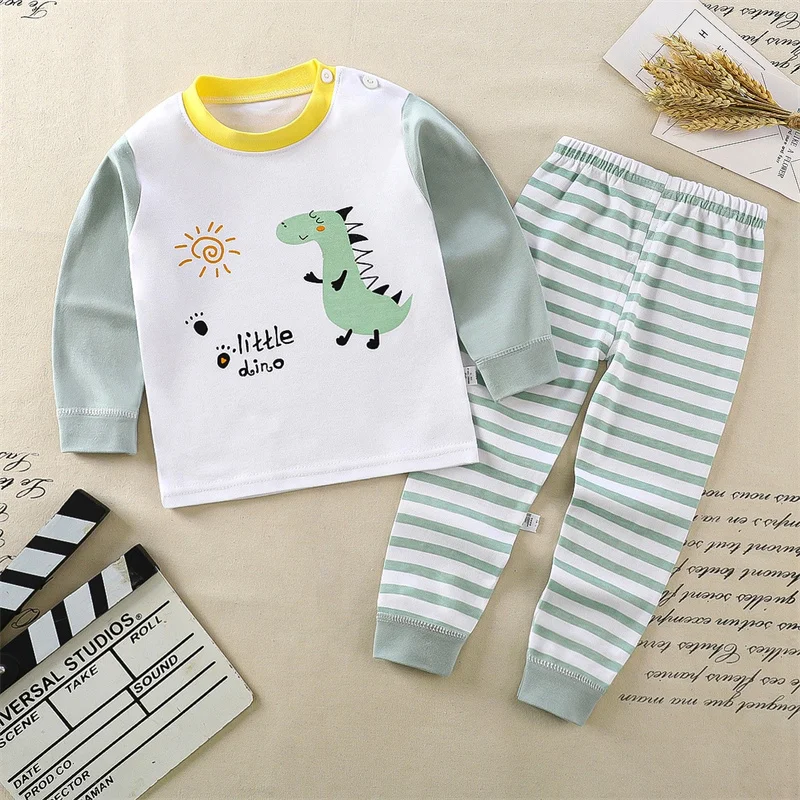 Niedliches Cartoon-Pyjama-Set für Kinder aus Baumwolle – WHITE , 24M (90 size)