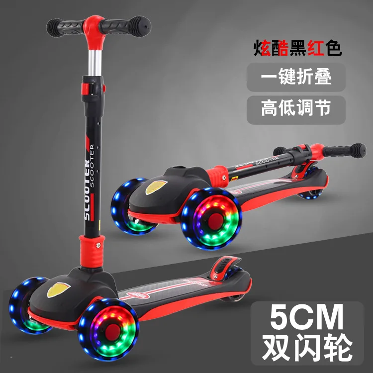 Faltbarer Kinderroller für Jungen und Mädchen, 3-in-1 Spaß – Red and Black 120×50