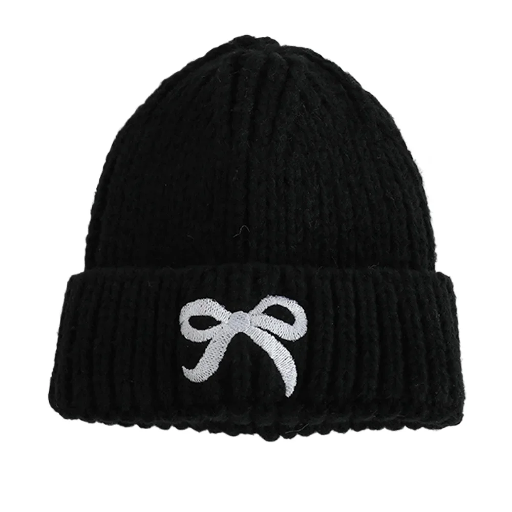 Warmes Winter-Mützchen mit Schleife für Babys und Kleinkinder – Black , 48-52cm(1-3years)