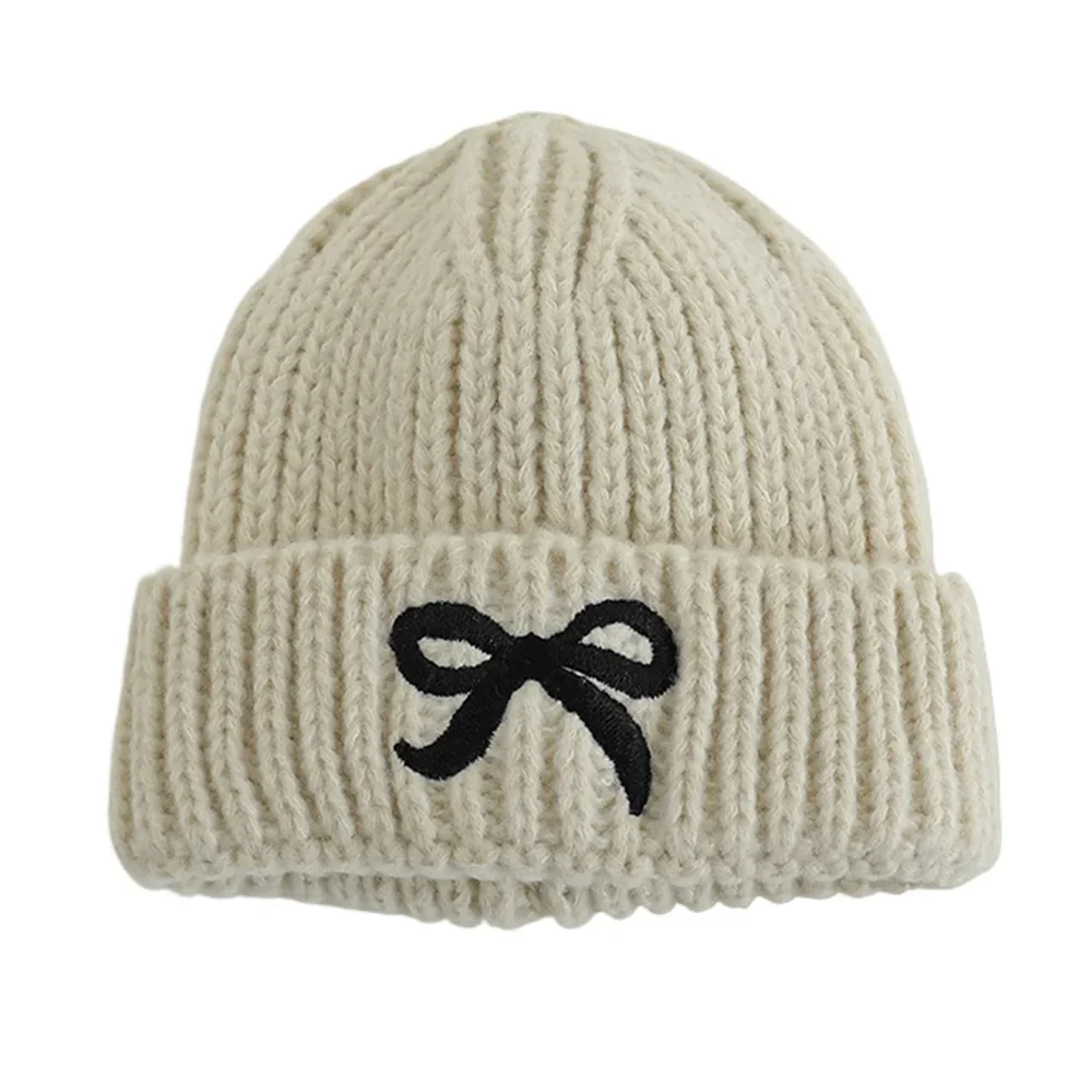 Warmes Winter-Mützchen mit Schleife für Babys und Kleinkinder – Beige , 48-52cm(1-3years)