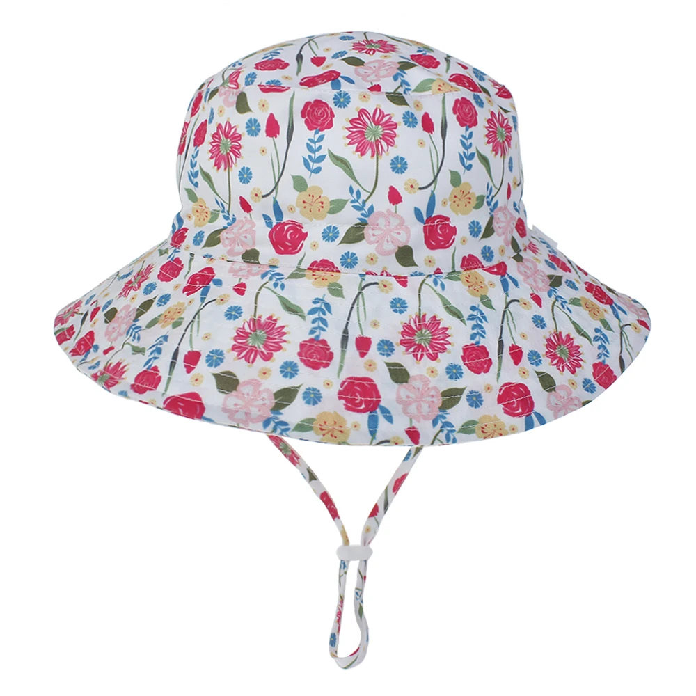 Sommersonnenhut für Kleinkinder mit UV-Schutz und Ohrenabdeckung – Rose flowers , 3 to 8 years