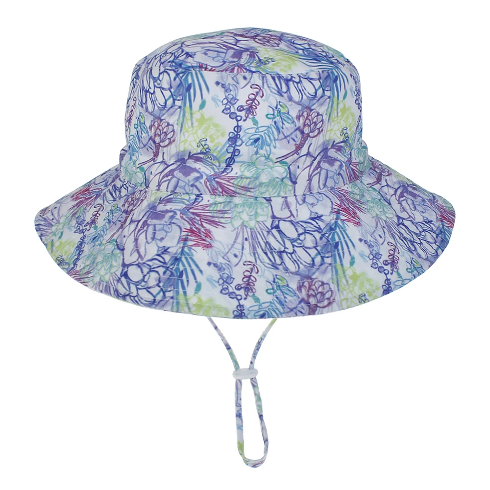 Sommersonnenhut für Kleinkinder mit UV-Schutz und Ohrenabdeckung – Purple Flower , 0 to 3 years