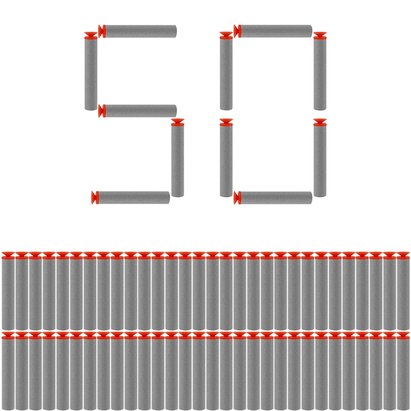 TISNERF 50 Stück Schaumstoff-Darts für Nerf Spielzeugpistolen – Sucker Head Gray