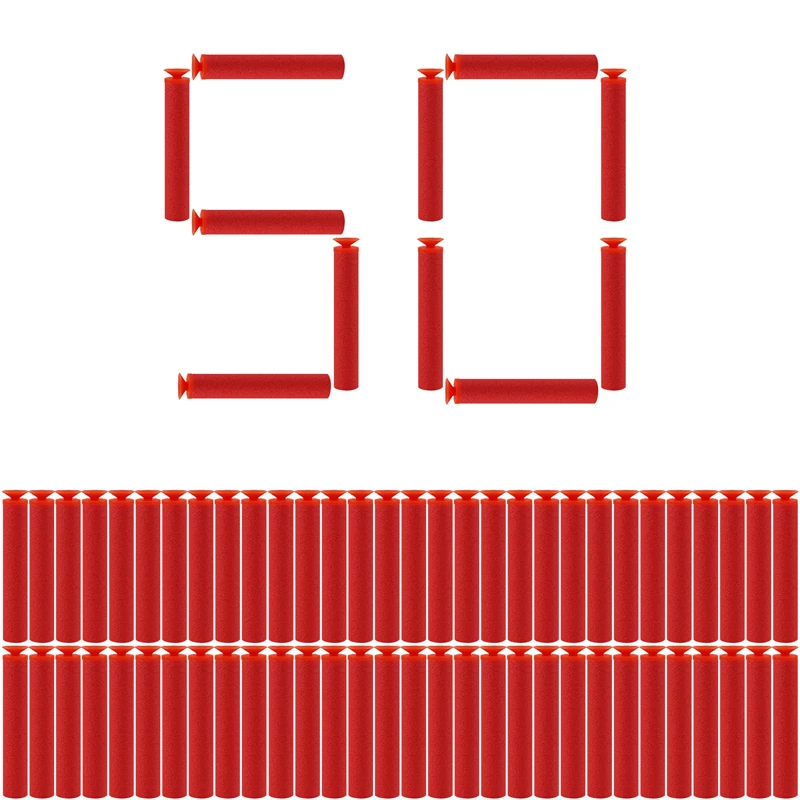 TISNERF 50 Stück Schaumstoff-Darts für Nerf Spielzeugpistolen – Sucker Head Red