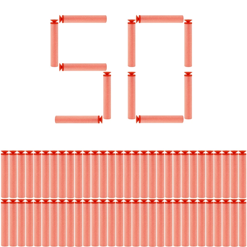 TISNERF 50 Stück Schaumstoff-Darts für Nerf Spielzeugpistolen – Sucker Head Orange