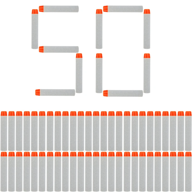 TISNERF 50 Stück Schaumstoff-Darts für Nerf Spielzeugpistolen – Round Head Gray