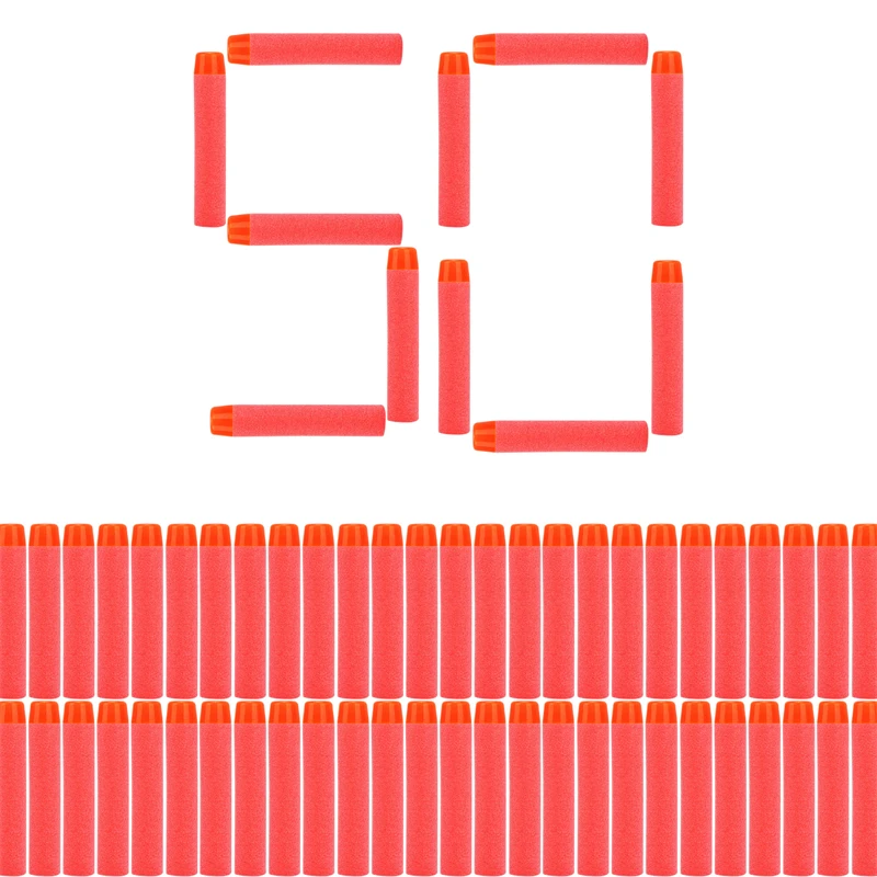 TISNERF 50 Stück Schaumstoff-Darts für Nerf Spielzeugpistolen – Round Head Red