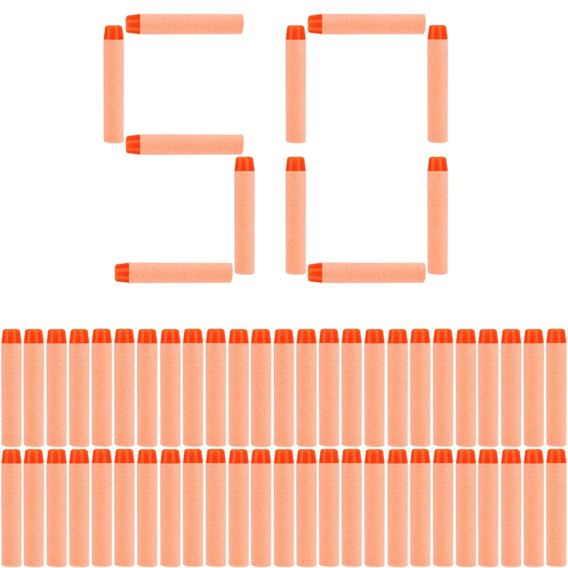 TISNERF 50 Stück Schaumstoff-Darts für Nerf Spielzeugpistolen – Round Head Orange