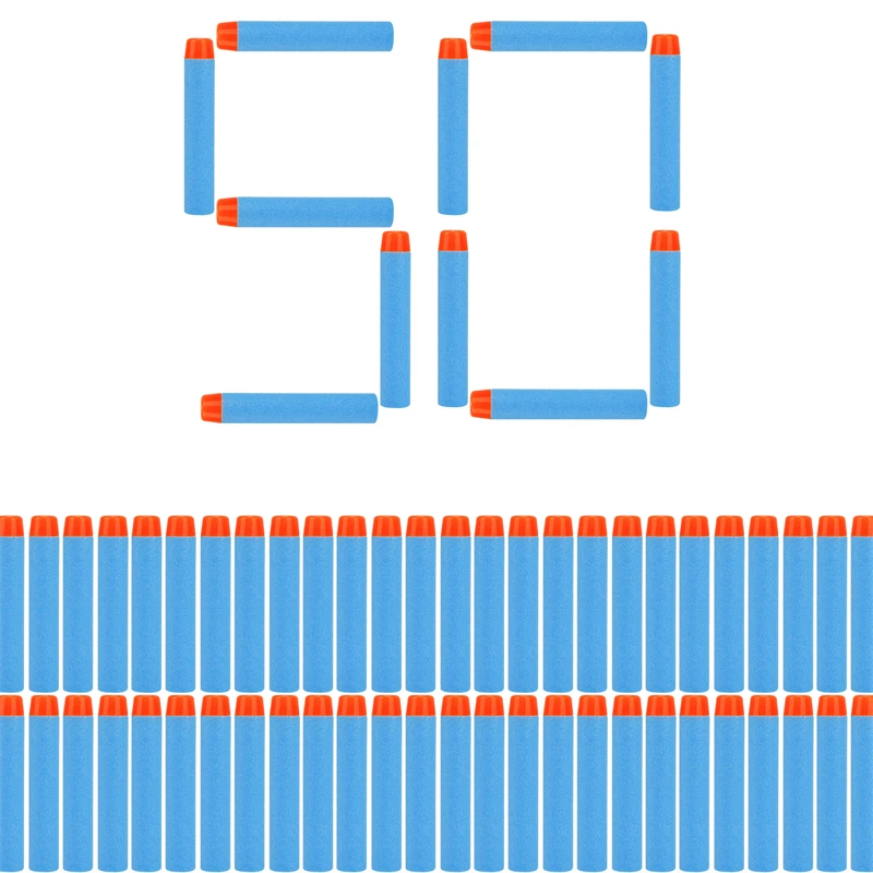 TISNERF 50 Stück Schaumstoff-Darts für Nerf Spielzeugpistolen – Round Head Sky Blue