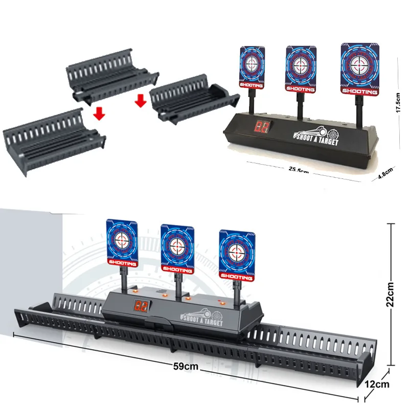 Automatisches Ziel für Nerf-Blaster mit Geräuschen und Licht – 1 Rail 3 Target