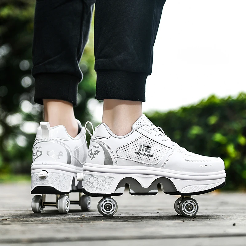 Professionelle Rollschuhe mit verformbarem Design für alle – white 4 wheels , 38