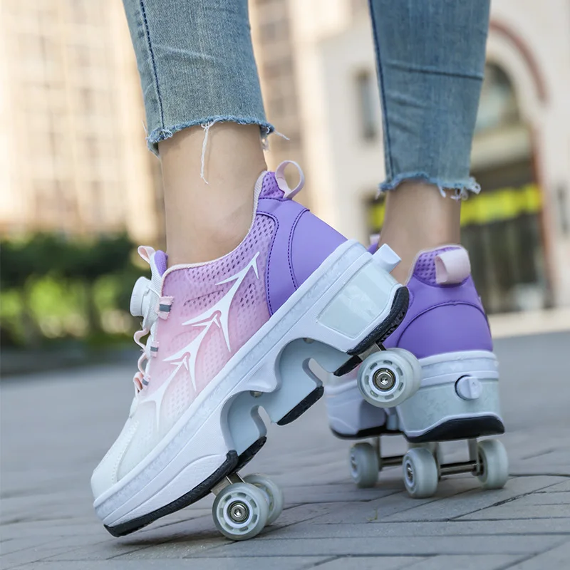 Professionelle Rollschuhe mit verformbarem Design für alle – pink purple 4 wheels , 38