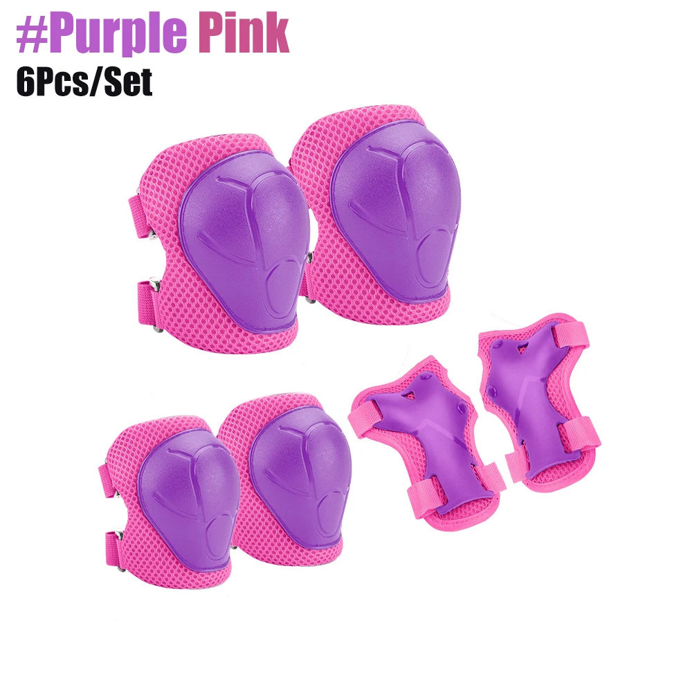 Sicherheitsset für aktive Kinder: Schoner für Knie, Ellenbogen und Handgelenke – Purple Pink