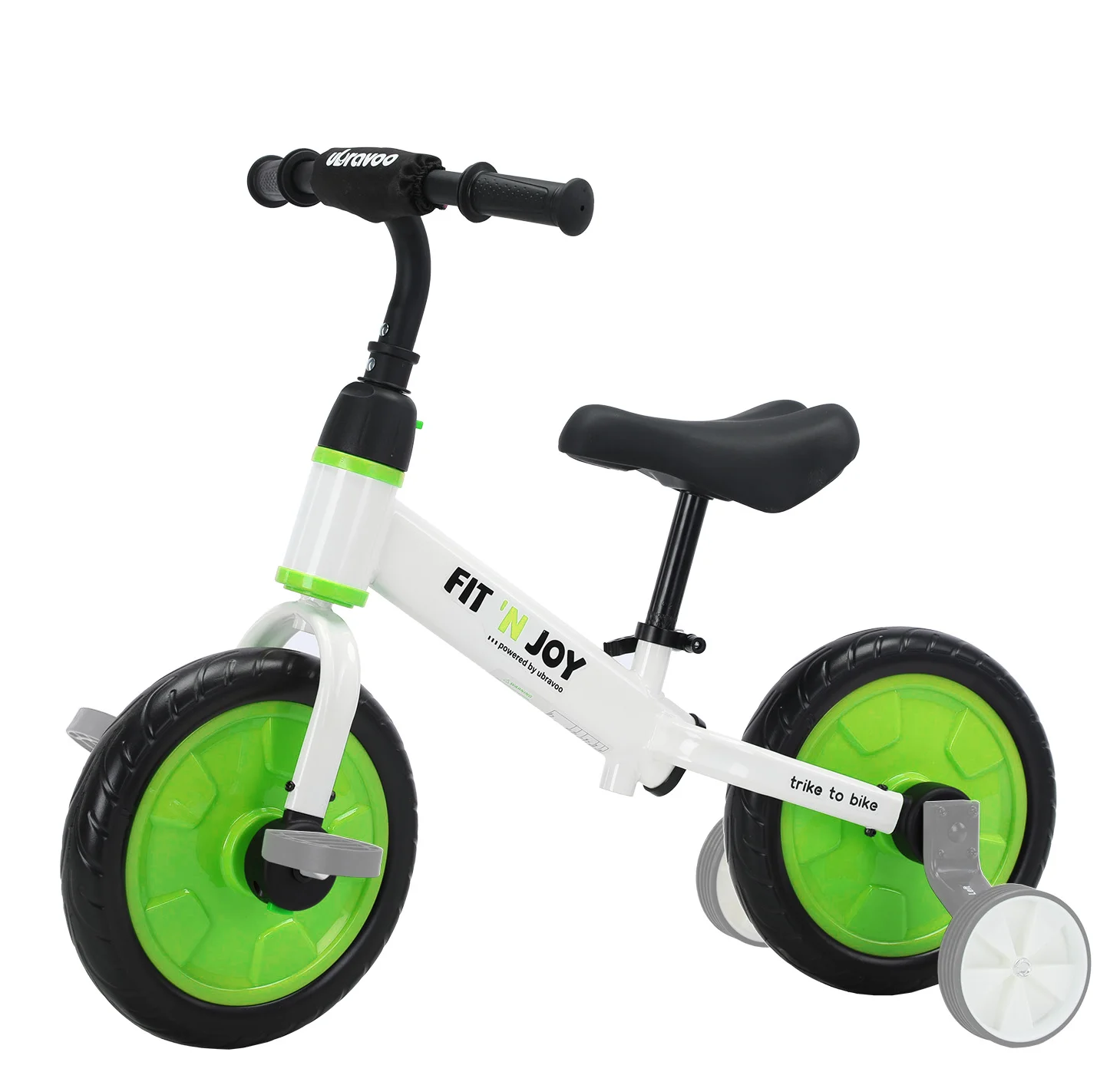 UBRAVOO Fit n Joy 4-in-1 Balance-Bike für Kleinkinder – Green-White