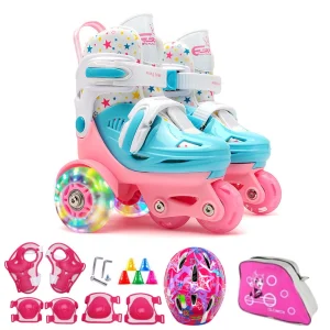 Schicke Skate-Schuhe für Kinder mit Schutzausrüstung und Backpack