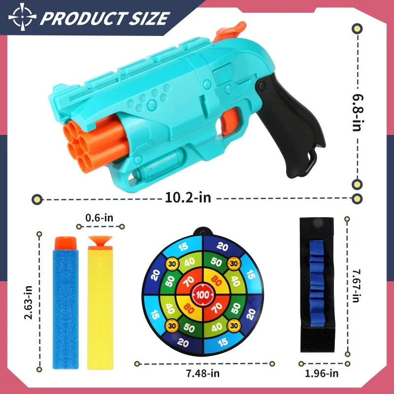Kinder 6-Schuss Soft Bullet Blaster mit 20 Kugeln und Ziel-Armband