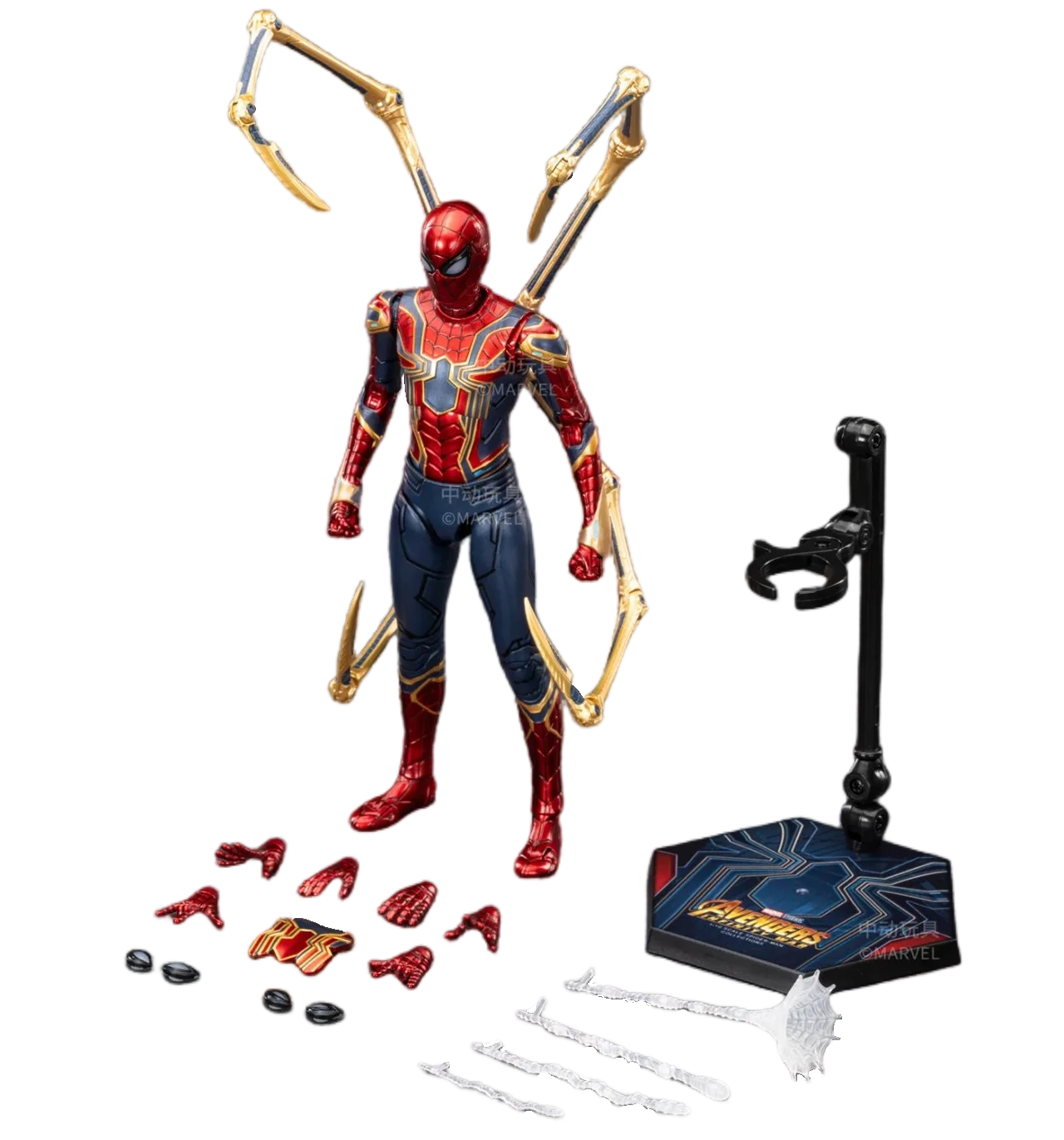Spider-Man Sammelfigur im Gold Schwarz Rot – 18cm Actionmodell – spider-man A