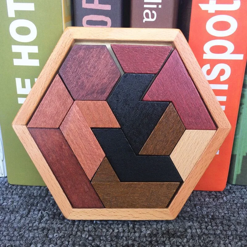 Hexagon Holzpuzzle für kluge Köpfe: Spaß für alle Alter!