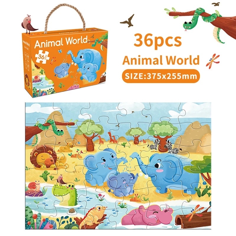 36-teiliges Tier-Puzzle für Kinder ab 3 Jahren – Animal World