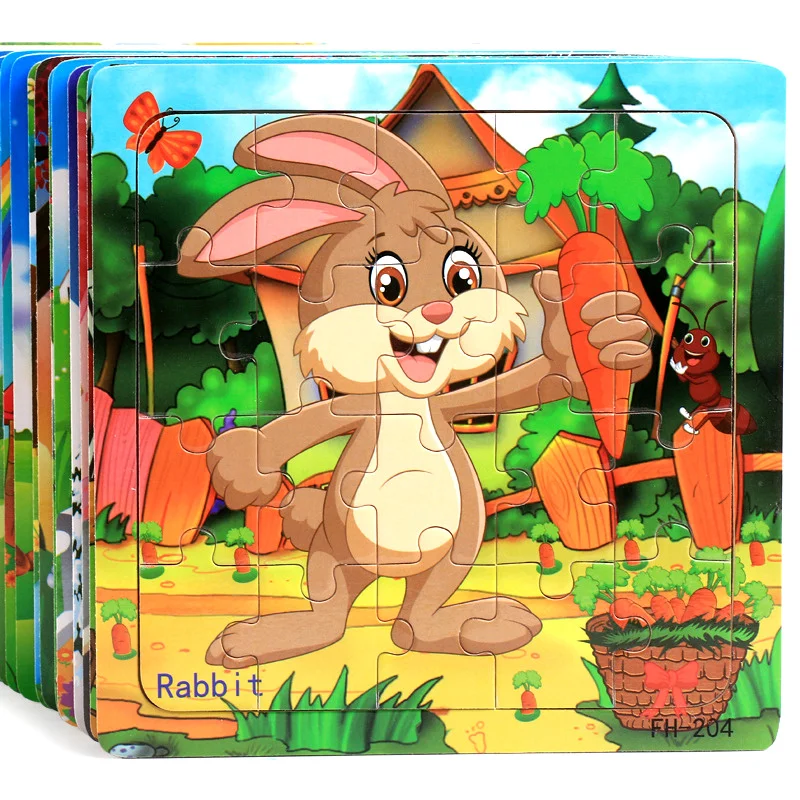 Neues 20-teiliges Holz 3D Puzzle mit lustigen Tierfahrzeugen für Kinder