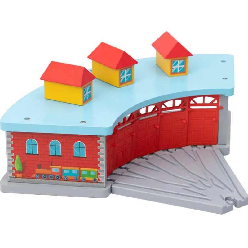 Bequeme Holzeisenbahn-Station mit Garage für Kinder – Bild 4