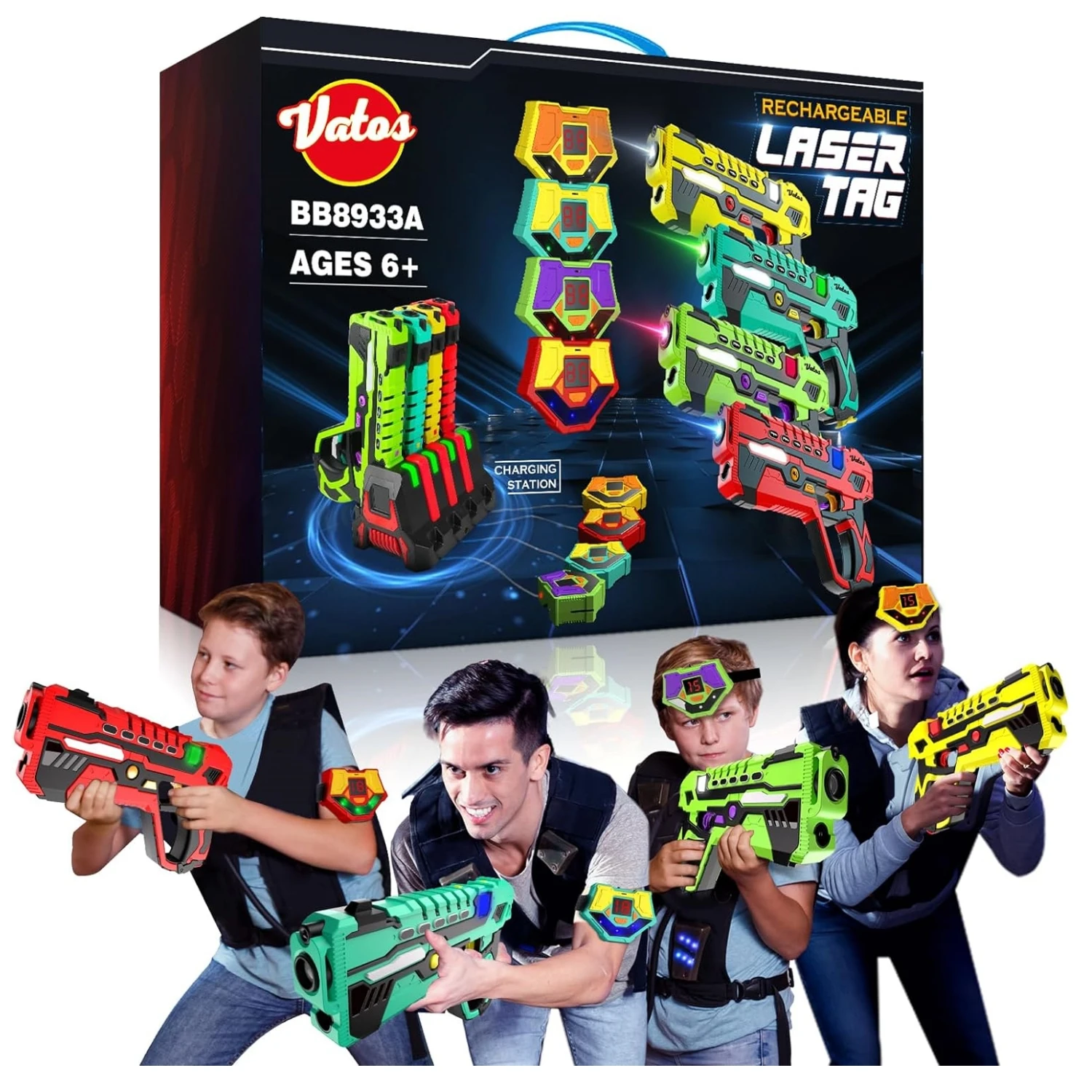 Wiederaufladbares Lasertag-Set – 4er-Pack für Indoor- und Outdoor-Spaß – 4 Pack a set