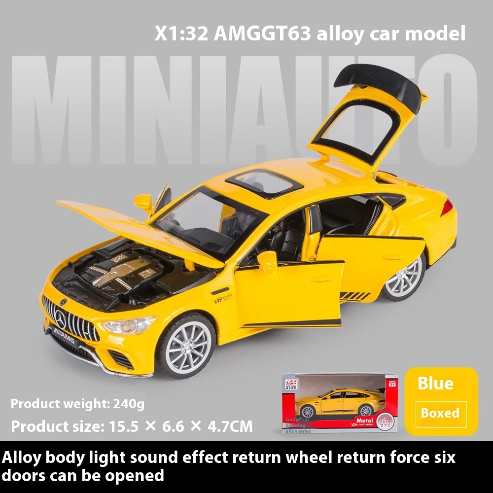1:32 Mercedes Benz AMG GT63 Sportwagen Modell mit Sound und Licht – yellow box